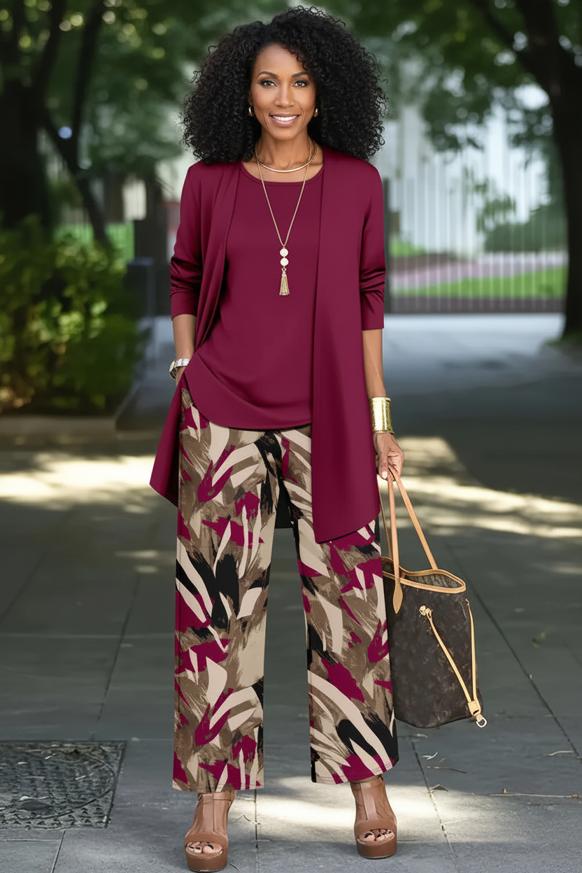 The Milan 3-Piece Tailored Set — Blazer, Vest & Wide-Leg Pants