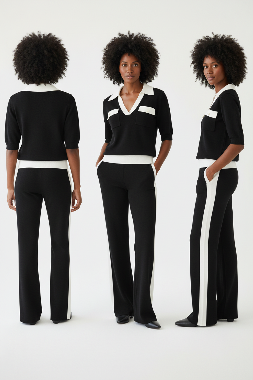 Soft-Tailored V-Neck Two-Piece Set – Effortless Style, All Day Comfort